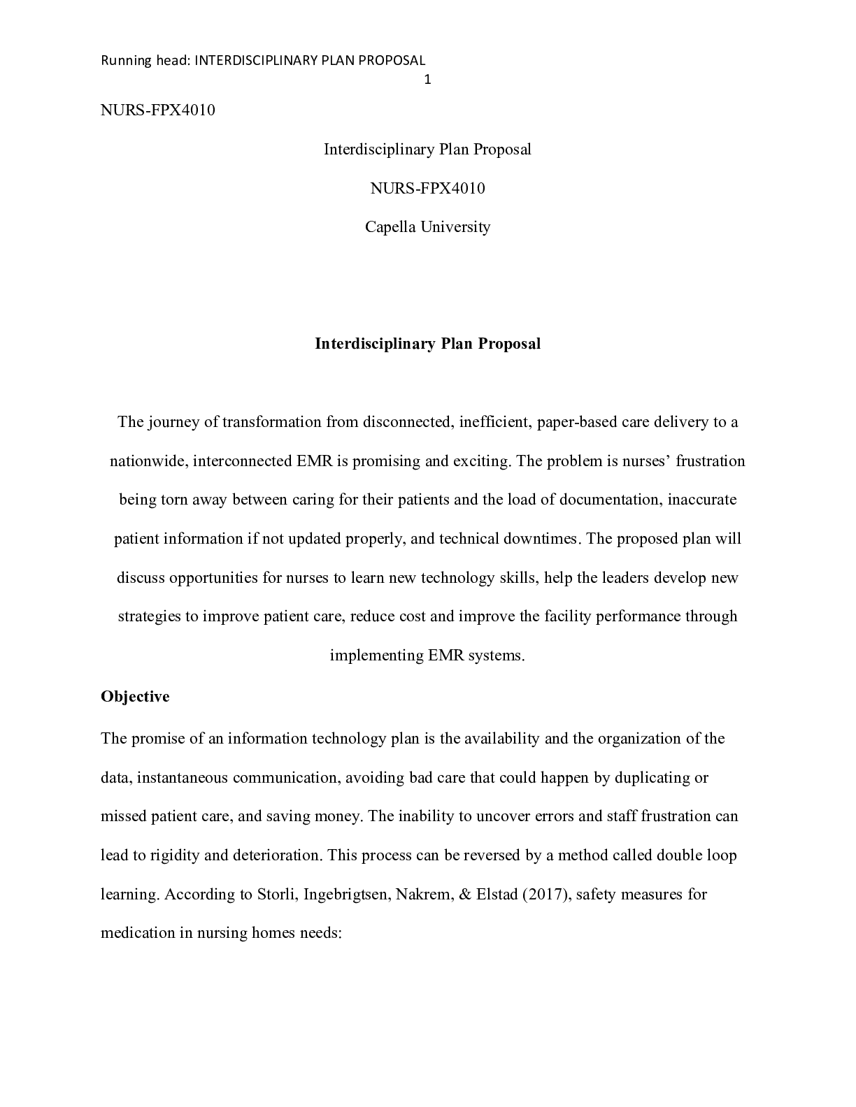 Preview of plan_proposal__1_.docx  NURS-FPX4010  Interdisciplinary Plan Proposal  NURS-FPX4010  Capel